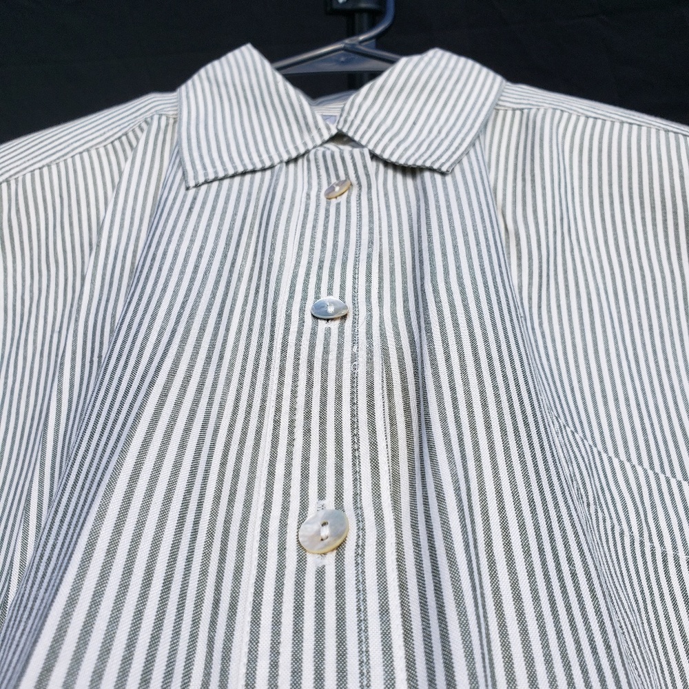 SILK White / Earl Gray Stripe Button Down - 6